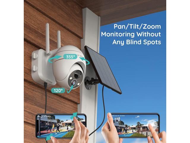 2K Solar Security Cameras Wireless Outdoor, BOIFUN Security Camera,  15000mAh Battery, 4X Digital PTZ, Color Night Vision, PIR Detection,  Spotlight with Mobile App Control