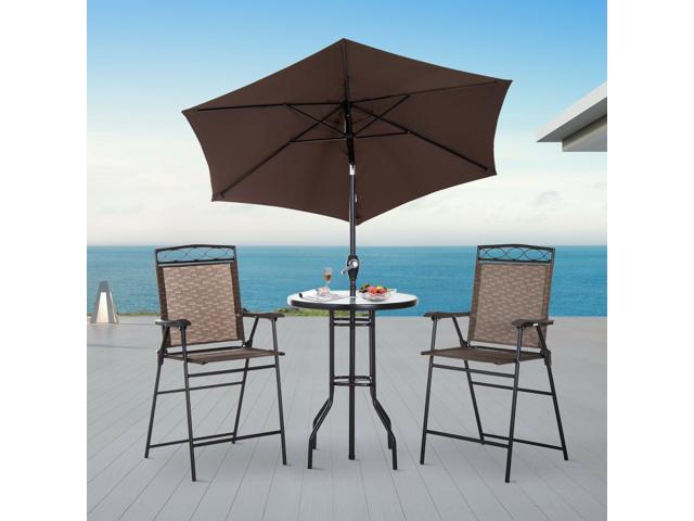 Clearance Sale 4pcs Po Sling Dining Set Foldable Garden Table Set Umbrella Patio Furniture Newegg Ca