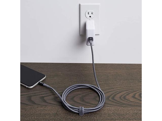 MFi Certified Apple iPhone Charger Basics Premium Double Nylon Braided Lightning to USB Cable Dark Gray 6-Foot Durability Rated 20,000 Bends