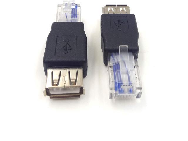 Haokiang (2-Pack) USB - RJ45, USB2.0 A Female to RJ45 Ethernet Male AF-8P8C  Connector, USB Transfer Network Plug Adapter