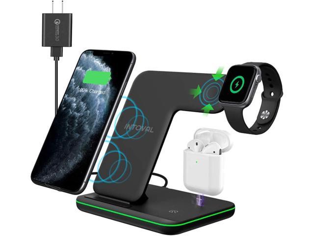 15W Fast Charger Apple iWatch Series 5/4/3/2/1 Wireless Charging Stand for iPhone 12/11/11pro/X/XS/XR/Xs Max/8/8 Plus/Samsung 3 in 1 Wireless Charger Qi Foldable Charger Station for AirPods
