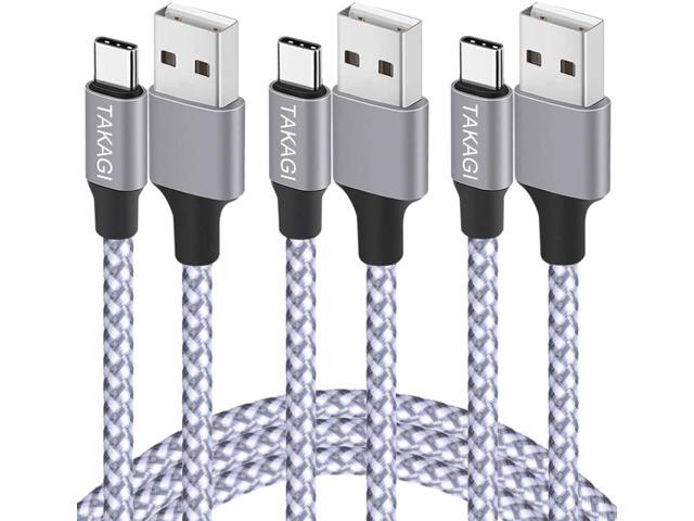 USB Type C Cable 3A Fast Charging TAKAGI 3-Pack 6feet Note 10 9 8 and Other USB C Charger USB-A to USB-C Nylon Braided Data Sync Transfer Cord Compatible with Galaxy S10 S10E S9 S8 S20 Plus