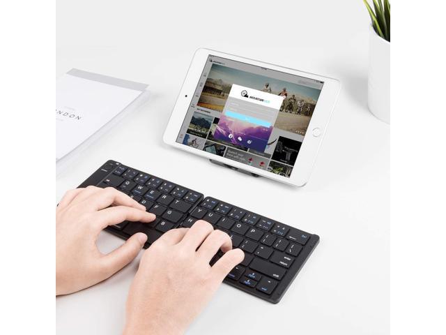 Samsers Foldable Bluetooth Keyboard - Portable Wireless Keyboard with Stand  Holder, Rechargeable Full Size Ultra Slim Folding Keyboard Compatible IOS  
