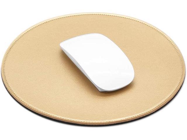 Apricot ProElife Cute Round Mouse Pad Mat Waterproof PU Leather 8.66-Inch Mousepad with Anti-Skid Base Stitched Edge for Home Office Gaming Computer Laptop Accessories 