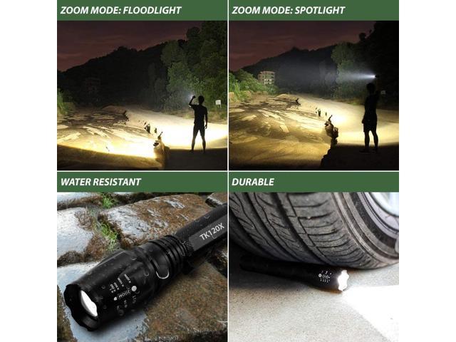 TK120X Professional LED Tactical Flashlight with Zoom Function & 5 Light Modes 