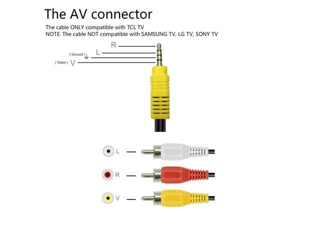 Video AV Component Adapter Cable Replacement for TCL TV 3 RCA to AV Input Adapter for TCL TV Yellow 