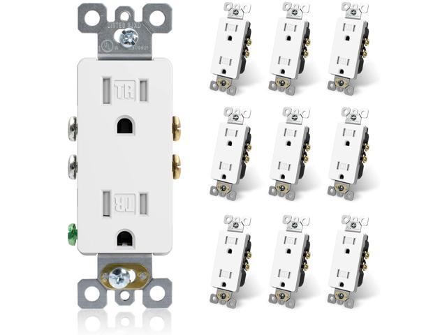 Duplex Receptacle Outlet 3 Wire 2 Pole Self Grounding 15A 125V Residential Grade 