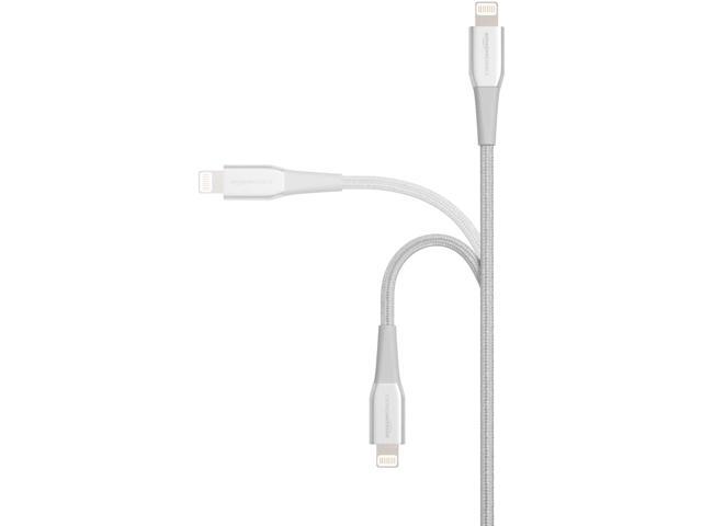 MFi Certified Apple iPhone Charger Basics Premium Double Nylon Braided Lightning to USB Cable Dark Gray 6-Foot Durability Rated 20,000 Bends
