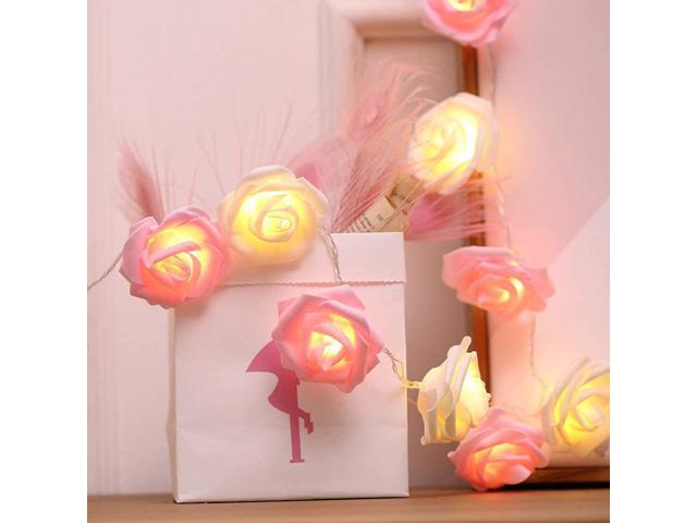 LED Rose Flower String Lights3M 20LED Battery Operated String Romantic Flower Rose Fairy Light Lamp Outdoor for Valentines DayWeddingRoomGardenChristmassPatioFestival Party Decor (Pink)