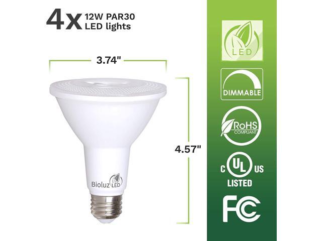12w Dimmable Flood Light Bulb 4 Pack Bioluz LED PAR30 LED Bulb 100w Halogen 