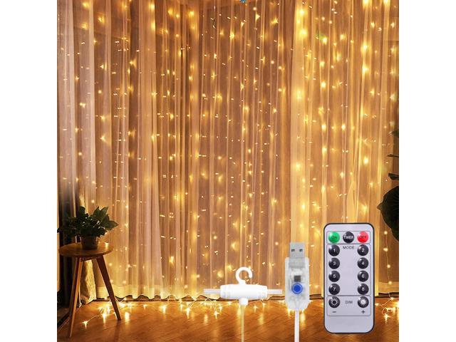 300 LED Curtain Fairy Lights USB String Light W/ Remote Party Wedding Christmas 