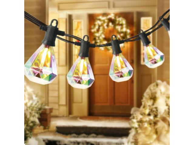 ZOTOYI Outdoor String Lights 50Ft LED Patio Lights String with 25Pcs E12 Hanging Sockets Waterproof IP65 Diamond Shaped Connectable String Light for Garden Porch Party Wedding Decor