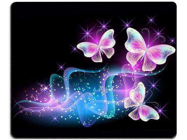 9.5x7.9x0.12 Purple Pink Black Butterfly Mouse pad Non-Slip Rubber Base Women Girl MousePads for Computers Laptop Office Mechanical Cattle Square Mouse Pad 