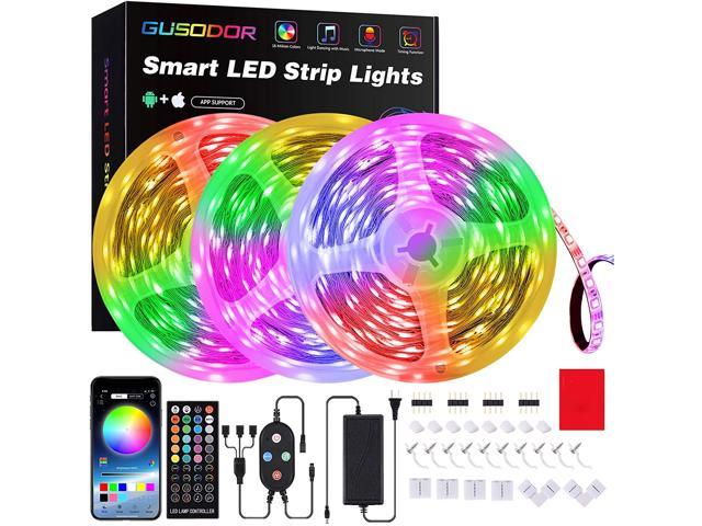GUSODOR Led Strip Lights 65.6 Feet RGB Led Light LEDs Tape Strips Rope Lights Music Sync DIY Colors Changing Timing with 40 Key Remote Decoration for Bedroom Home TV Party Christmas Smart APP Control 