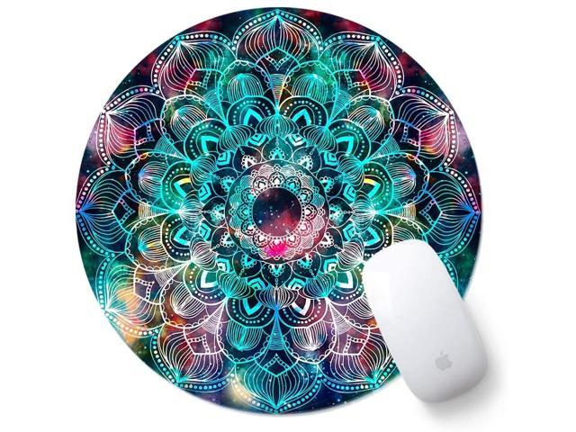 Premium-Textured Mouse Pads HEVITDA Mouse Pad Pink Blue Art Design Round Mouse Mat Custom for Cute Women Girls Non-Slip Rubber Mousepad with Stitched Edge for Computers Laptop 