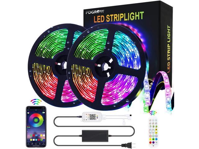 32.8ft Strip Lights 300 LEDs RGB Color Changing Bluetooth Controller Music Sync 
