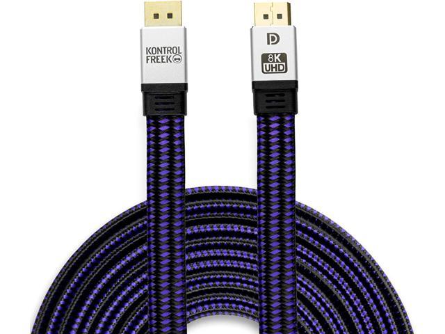 Kontrolfreek Displayport 1 4 Cable 12ft 3 6m Nylon Braided 8k Dp To Dp Gaming Cable 8k 60hz 4k 144hz And 1080p 240hz Hbr3 32 4gbps Hdcp 2 2 Hdr Support Black And Purple Newegg Com