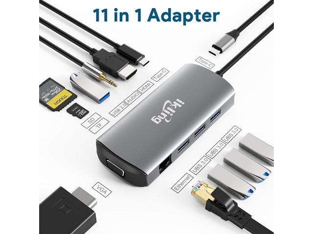 Chromebook USB C Hub HDMI Ethernet XPS,HP Spectre 3 USB 3.0 Ports Gigabit Ethernet Type C Donlge Galaxy JoyReken MultiPort Docking Station for MacBook Pro 2019/2018/2017 with 4K USB C to HDMI