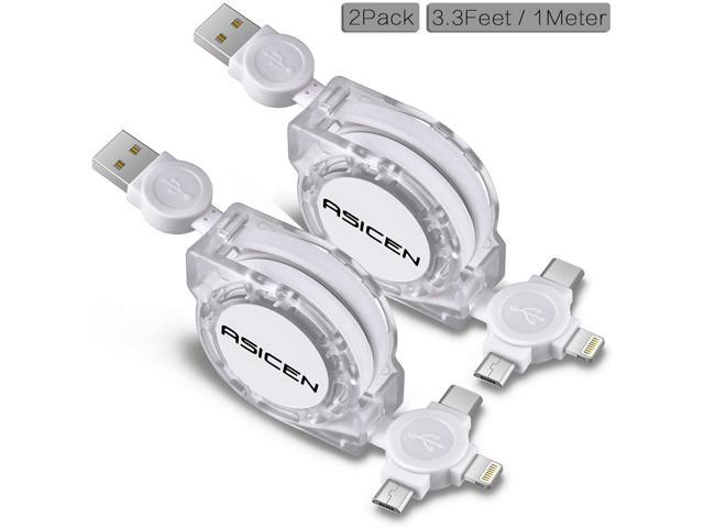 Silver 3Pack 1ft Multi Charging Cable 3A Short Multi Charger Cable USB Multi Cable 3 in 1 Universal Cord Nylon Braided 3-1 Multiple Connectors IP/Type C/Micro for Cell Phones Tablets and More 
