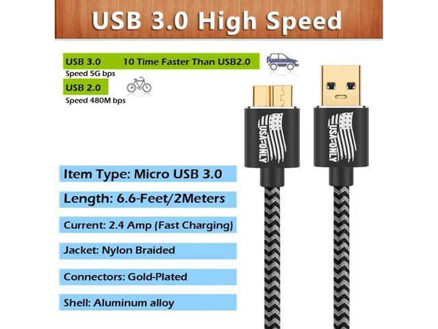 Black Galaxy S5 /Note 3 Charger Cable KENHAO 6ft Long Samsung USB 3.0 High Speed Nylon Braided Data Fast Charging Cord for Samsung Galaxy s5 and Note 3 