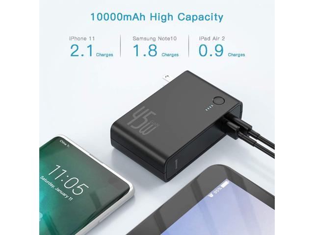USB C Portable Charger,Baseus 10k mAh Power Bank2-in-1 45W GaN Tech Wall Charger