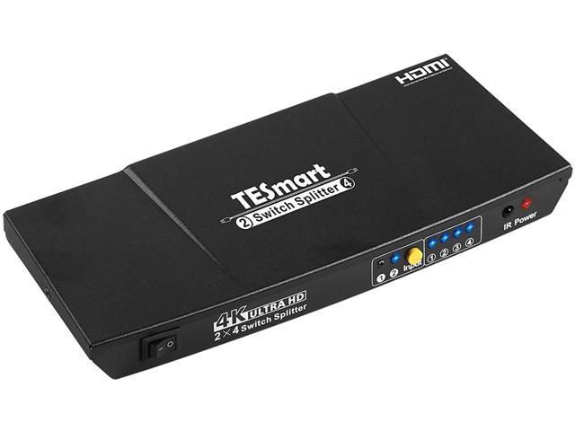 2x4 HDMI Switch TESmart 2 in 4 Out HDMI Switcher Splitter with Remote Control Support CEC UHD 4Kx2K@30Hz 3D 1080P