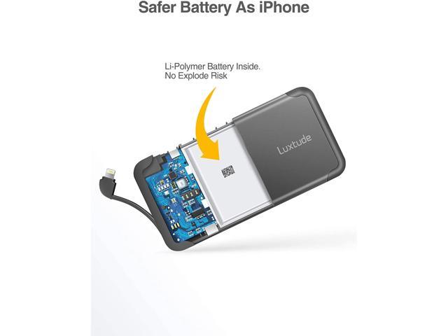 Luxtude Cargador portátil de 10000 mAh para iPhone, cable Lightning  integrado, Mfi Apple certificado Slim Power Bank Cargador de teléfono  portátil