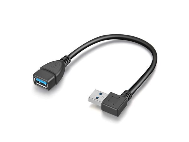 Cables 1Pc USB 3.0 Right/Left Angle 90 Degree Extension Cable Male to Female Adapter Cord USB Cables Cable Length: Left, Color: Blue 