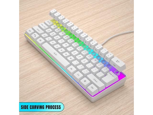 MageGee TS91 Mini 60% Gaming/Office Keyboard,Waterproof Keycap Type Wired  RGB Backlit Compact Computer Keyboard for Windows/Mac/Laptop (White)