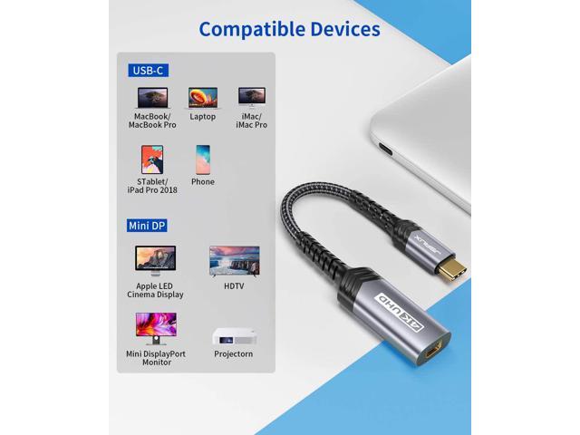 Typ C Mini Displayport para MacBook Pro 2019 2018 4K@60Hz Samsung Galaxy S10 S9 S20 Plus-Rojo iPad Pro Thunderbolt 3 a Mini DP Adaptador DELL XPS JSAUX Adaptador USB C a Mini DisplayPort 