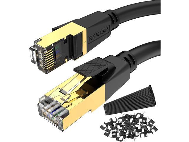 Switch Modem Smart TV Cable Clips and Ties Included 3M Flat Ethernet Cable Cat 8 Network Internet Lan Cables High Speed 40Gbps 2000Mhz Gigabit SSTP RJ45 Gold Plated Connector for Router Xbox 