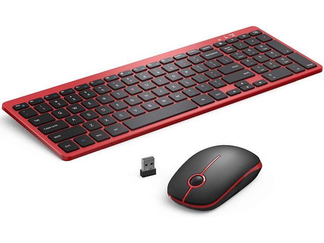 red wireless keyboard and mouse