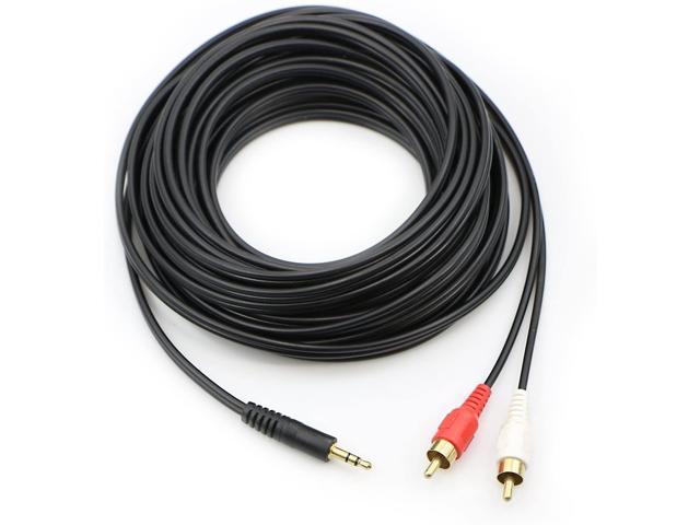 Pasow 3.5mm Stereo Male to 2RCA Male (Right and Left) RCA Audio Cable (30 Feet)