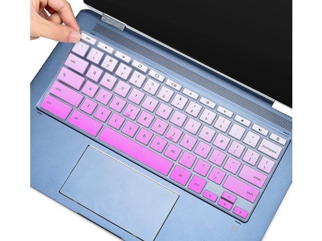 HP Chromebook 11,14 G2/G3/G4/G5/G6 EE/G7 EE/11A-NB0013DX 2 Pack Keyboard Cover Skin for HP Chromebook x360 11.6/14 inch HP Chromebook 14B-CA /14-DA/14a-na Keyboard Cover Protector Ombre Blue+Clear 