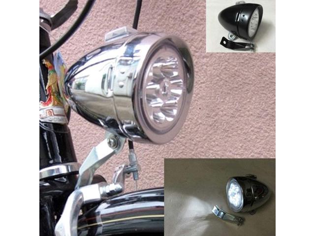 GOODKSSOP Bright 6 LED Metal Shell Front Light for Bicycle Headlight Retro Bike Head Lamp Classical Vintage Night Riding Safety Cycling Fog Light Strobe Headlamp with Bracket 