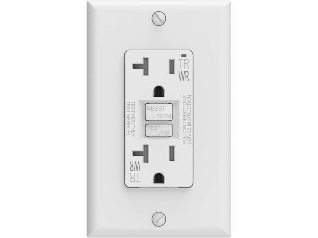 10 Pack Weather Resistant GFCI Outlet 20Amp WR TR Receptacle w/ Wall Plate White 