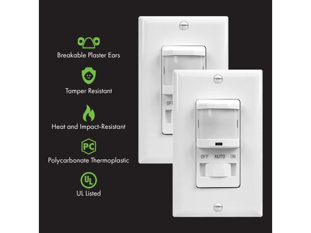 NEUTRAL WIRE REQUIRED Occupancy Sensor Switch TOPGREENER PIR Sensor Switch Single Pole 6 Pack White On/Off Override 500W Motion Sensor Switch TSOS5