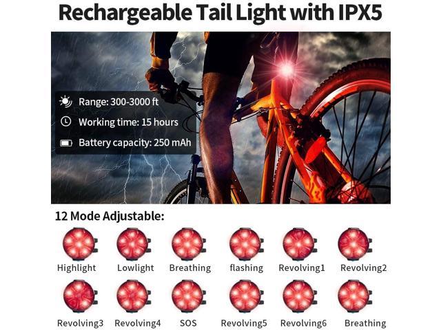 OCOOPA Rechargeable 5200mAh Bike Lights Set 5 Modes 2400 Lumens Bright USB