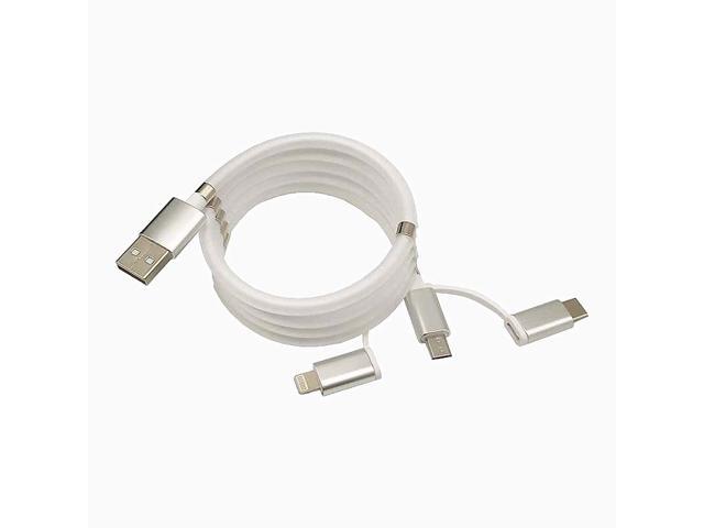 KAIDS USB Data Cable 100cm Self Winding Magnetic 3A Fast Charging USB Type C Cable Magnet Charger Data Charge Micro USB Cable Mobile Phone Magnetic 3 in 1 
