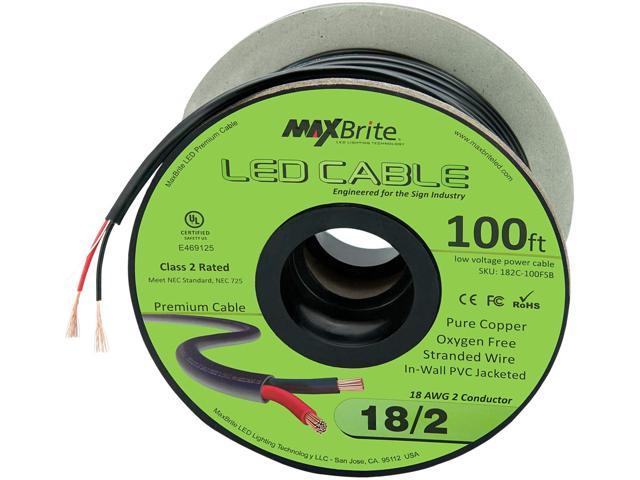 100 ft. 18AWG Low Voltage LED Cable, 2 Conductor, Outdoor Rated, Jacketed  in-Wall Speaker Wire UL Listed Class 2, Sunlight Resistant