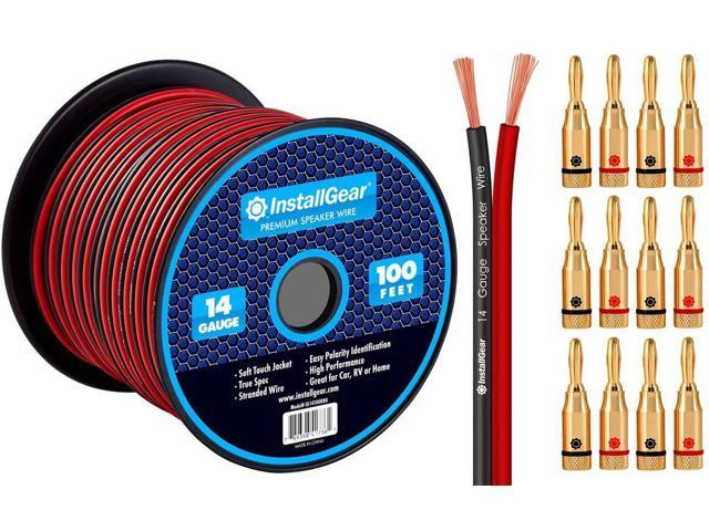Clear InstallGear 14 Gauge AWG 100ft Speaker Wire Cable Great Use for Car Speakers Stereos, Home Theater Speakers, Surround Sound, Radio