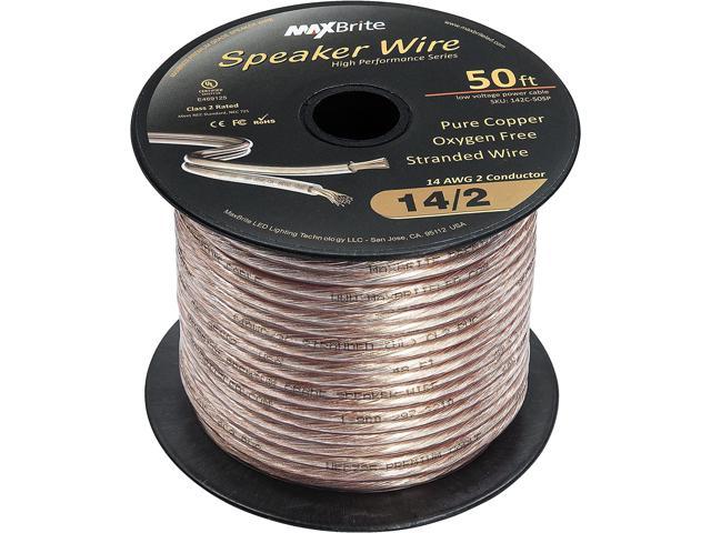 MaxBrite High Performance 18 Gauge Speaker Wire, Oxygen Free Pure Copper - UL Listed Class 2 (100 Feet Spool) JJ403234