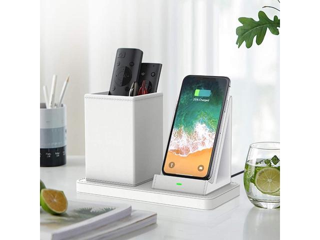 Wireless Charger Desk Organizer，Wireless Charger,Multi-Function Pen Holder.Qi-Certified 10W Max Fast Wireless Charging Pad,Multi-Function Desktop Storage Box. No AC Adapter 