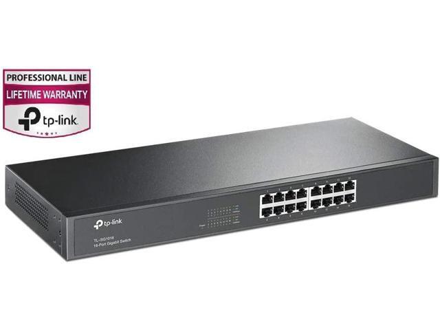 TP-Link 16 Port Gigabit Ethernet Switch | Plug and Play | Sturdy Metal w/ Shielded Ports | Rackmount | Fanless | Limited Lifetime Protection | Unmanaged (TL-SG1016)