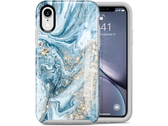 Black Marble Gold Sparkle Glitter Cute Slim Fit Hard PC Shockproof Rugged Bumper Protective Cover Compatible with Apple iPhone Xr 6.1 Inch Dutyway Case for iPhone Xr Marble