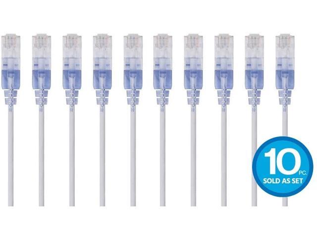 Snagless RJ45 UTP Pure Bare Copper Wire 10G 30AWG SlimRun Series Network Internet Cord Monoprice Cat6A Ethernet Patch Cable Blue 10 Pack 2 Feet 