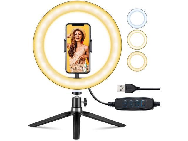 Dimmable Ring Light with Phone Holder and 10" LED Ring Light with Tripod Stand 
