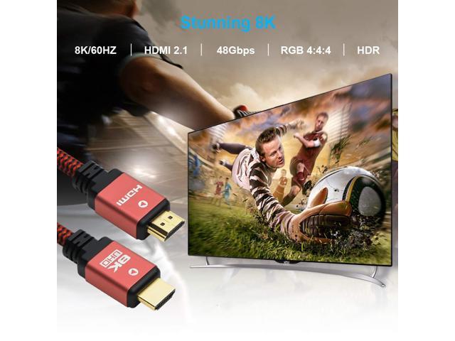 4K@144Hz 4K@120Hz 48Gbps Ultra High Speed Heavy Duty Nylon Braided HDMI 2.1 Cord TV HDCP 2.2 & 2.3 eARC Dynamic HDR 10 Feet 10K Yauhody 8K HDMI 2.1 Cable 10ft 3D for Monitor Real 8K@60Hz