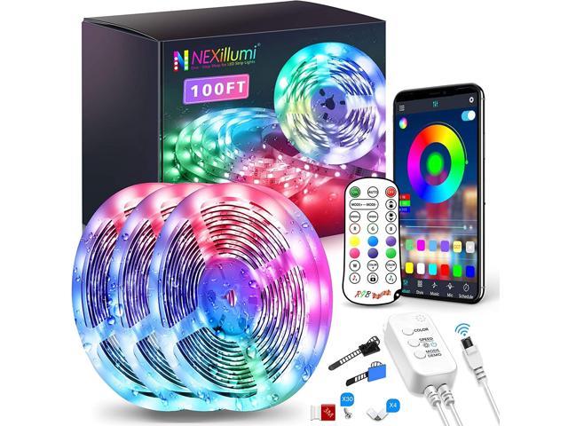 Shotory LED Lights for Bedroom,32.8ft Game Room Kitchen Home SMD 5050 RGB Color Changing LED Strip Lights for Room Bluetooth APP Control LED Strip with Music Sync 