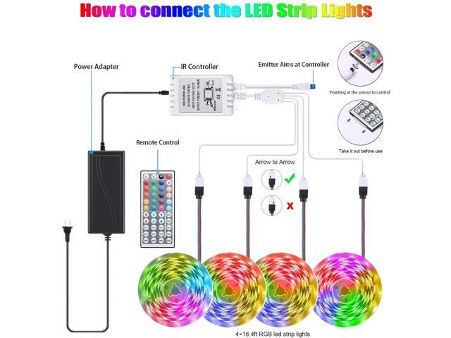 LED tape light/strip light adapter with remote control power color changing 